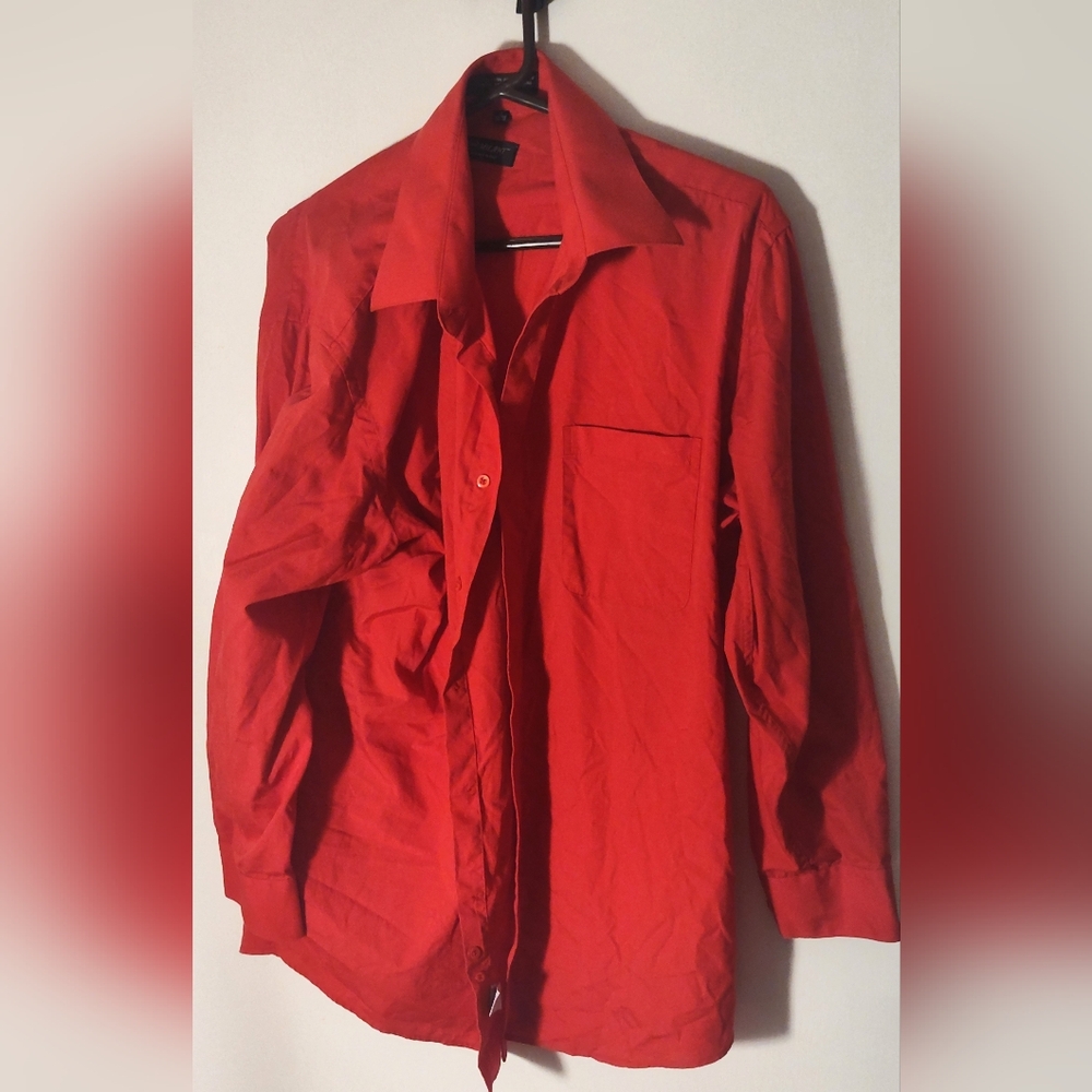 Milani mens size 17 32/33 red dress shirt. Long sleeve button closure. Great con